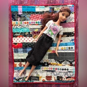 Barbie Quilt - Sashiko Scrappy - Handmade